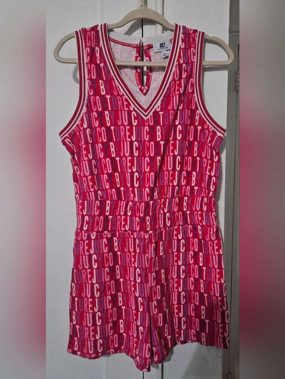 Juicy By Juicy Couture Towel Terry Sleeveless Romper Logo Print